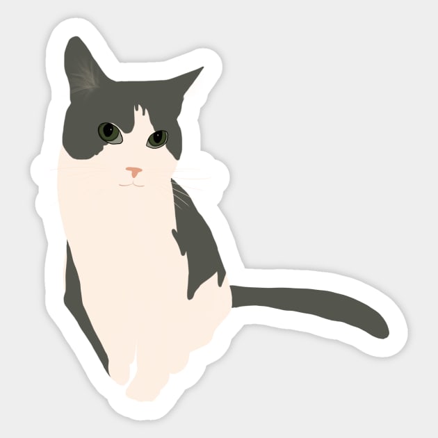 Gray and white cat Sticker by quirkyandkind